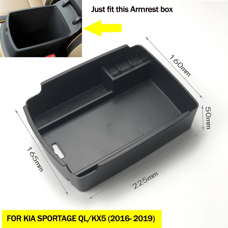 Central Storage Box For Kia Sportage AT DRIVE 2016 2017 2018 Center Console Organizer Armrest Arm Rest Bin Glove Tray Cup Holder