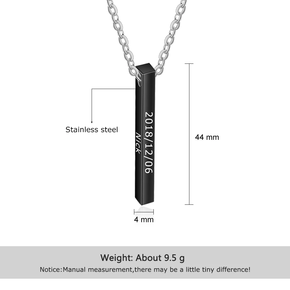 Personalized Stainless Steel Necklaces & Pendants 3 Colors DIY 4 Names Engraved Necklaces Jewelry Gift (NE103087)