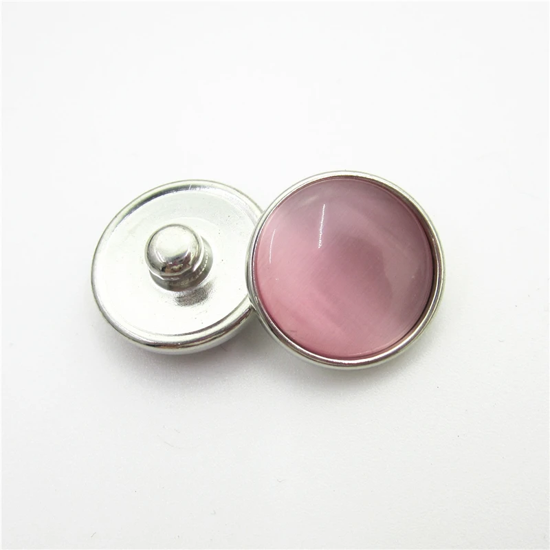 

50pcs/lot Pink Opal Stone Snap Buttons fit 18mm Snap Bracelet&Bangles Jewelry DIY Snap Pendants Jewelry Ginger Buttons