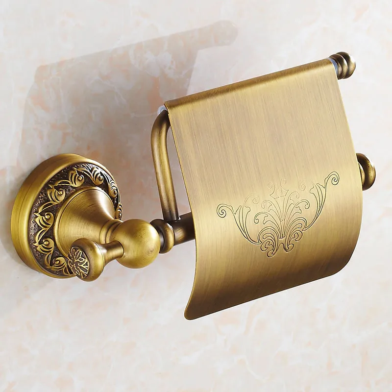 Paper Holders Solid Brass Antique Bronze Towel Paper Roll Holder Paper Rack Wall Bathroom Accessories Paper Tissue Holder 3708F