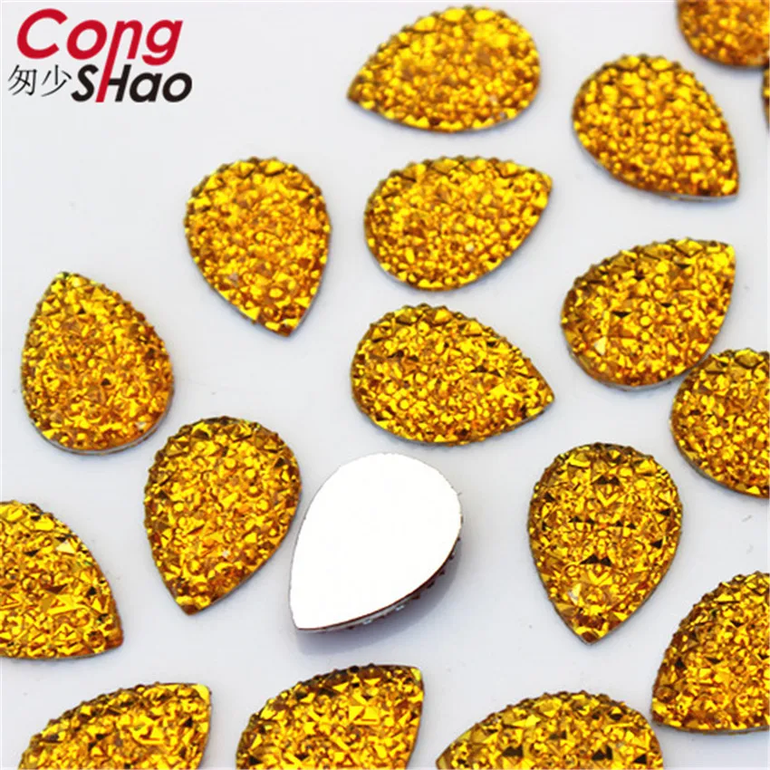 Cong Shao 50pcs 13*18mm Colorful Drop Shape Flatback Resin Rhinestone Applique Stones And Crystals Garment Accessories ZZ412