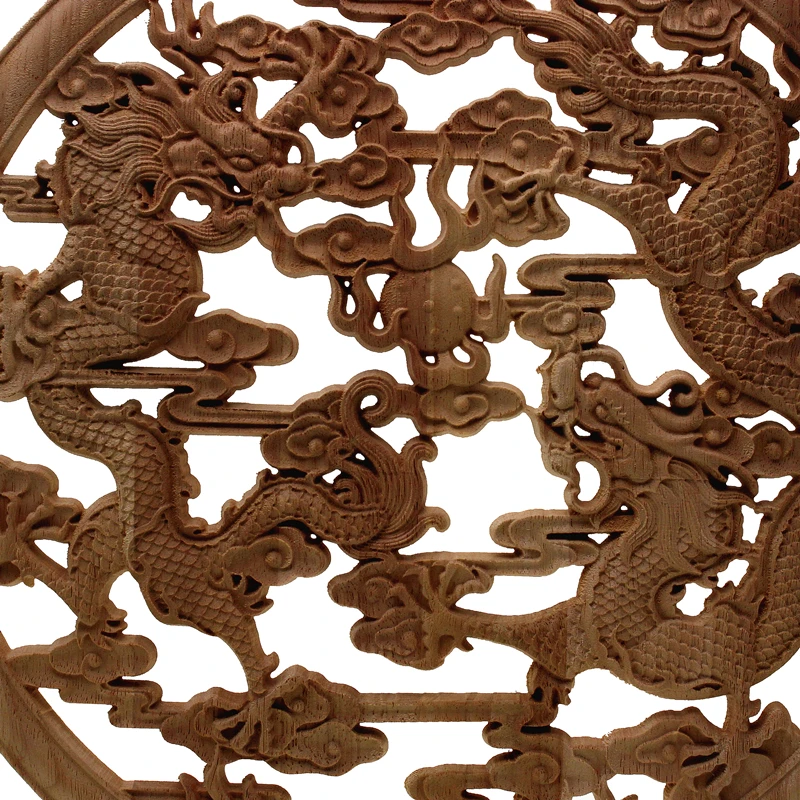 Floral Woodcarving Decal European Style Rubber Wood Carved Corner Applique Decor Frame Wall Doors Decorative Figurines