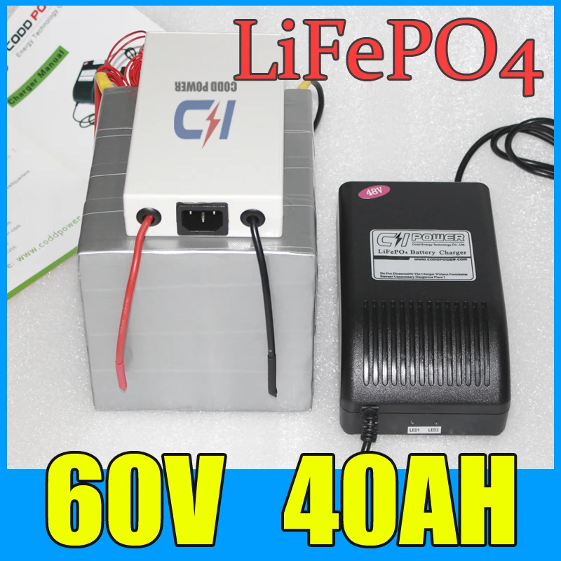 

60V 40AH LiFePO4 Battery Pack 5000W Electric bicycle Scooter 2000 time cycles lifepo4 3.2v