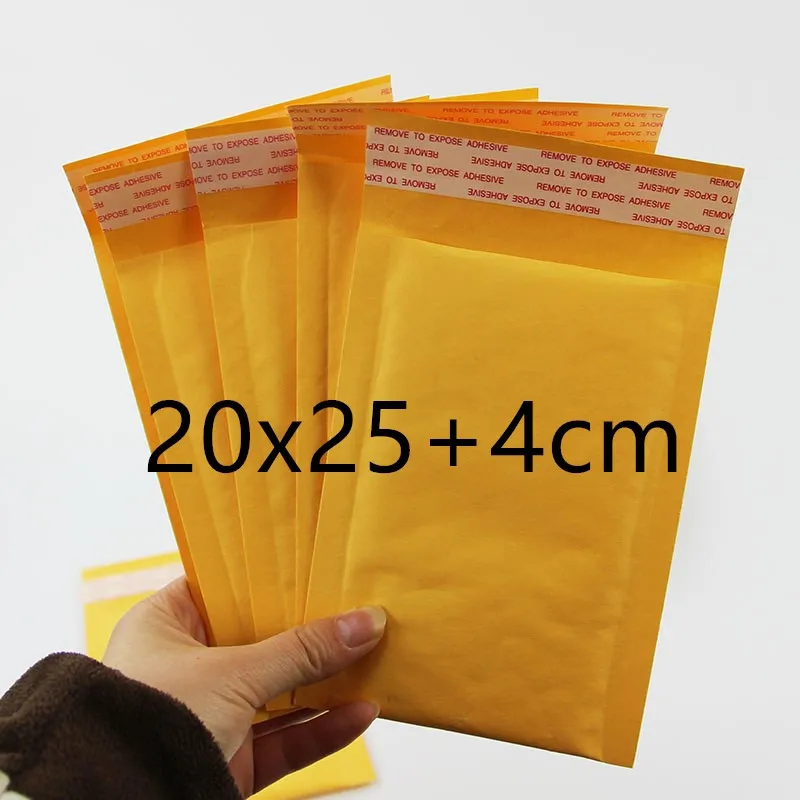 

Hot Sale 200mm X 250mm+40mm PE Bubble Padded Kraft Paper Mail Envelope Bag Yellow Transport Packaging Free Shipping