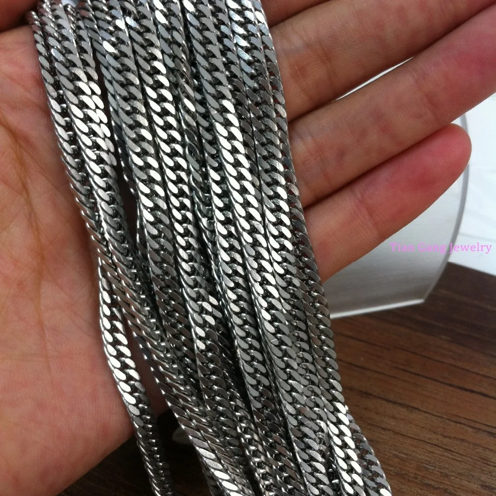 Stainless Steel Silver Color 4mm Curb Cuban Chain DIY Jewelry Findings In Bulk Fashion Strong Men Womens Chain 1/5/10meters