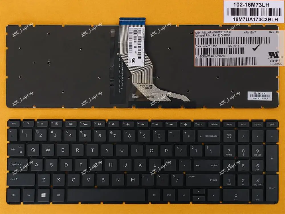 New US English Keyboard For HP Pavilion 15-bs078nr 15-bs080wm 15-bs085nr 15-bs086nr Laptop Backlit, Black without Frame