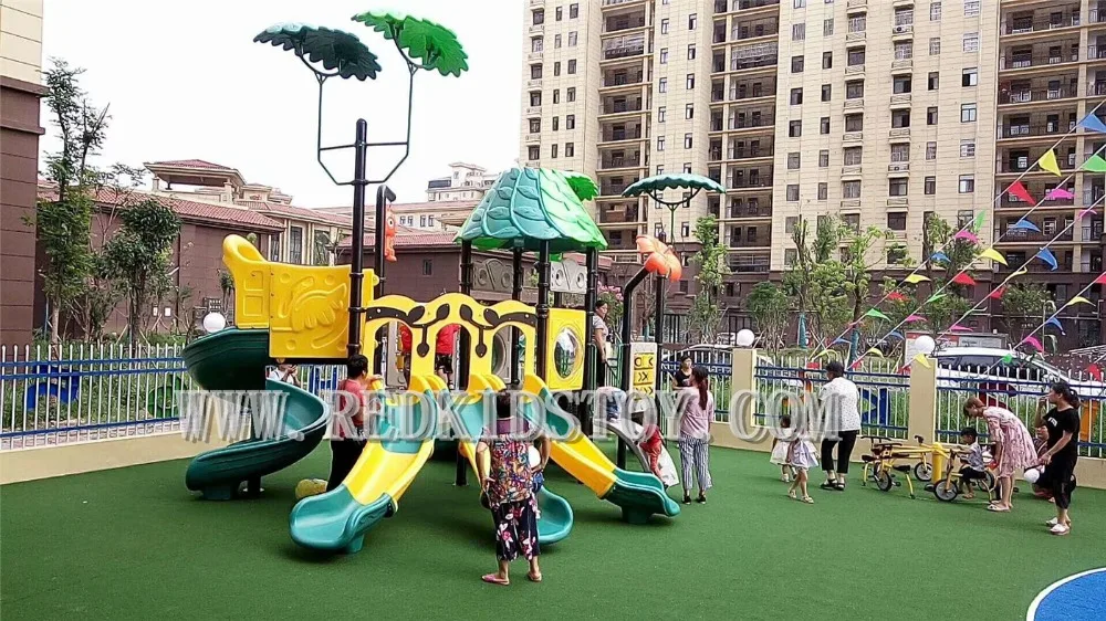 Premium Quality Exported to Canada Nature Series Outdoor Park Playground With Triple Slide HZ-18DZRC004