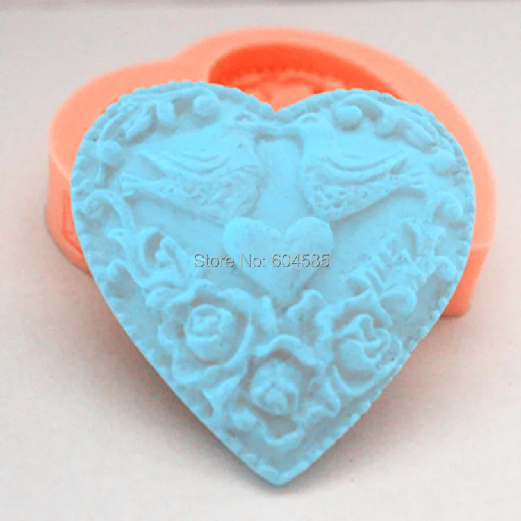 heart bird love cake molds soap chocolate mould for the kitchen baking clay mold  FM189