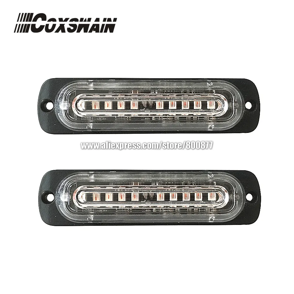 Coxswain 10 LED High bright car external LED warning light surface mounting strobe headlight for Truck Firemen PC Ambulance