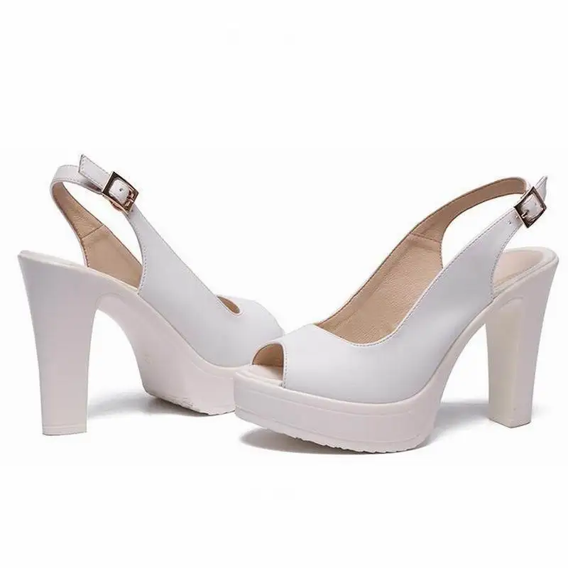 GKTINOO Plus Size 43 Women Platform High Heels 2024 Fashion Office Lady Peep Toe Pumps Party Wedding Bride Shoes Leather