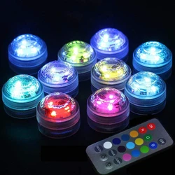 Impermeável submersível LED luz subaquática, operado a pilhas, RGB Night Light, aquário, piscina, lâmpada de festa de casamento, IP65