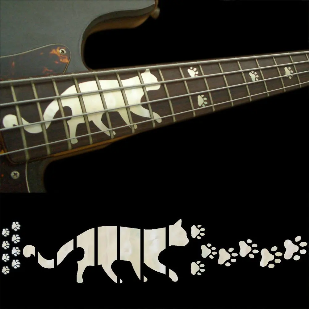 

Маркеры Fretboard с инкрустацией, наклейки для бас-гитары, с принтом кошек, белые и черные