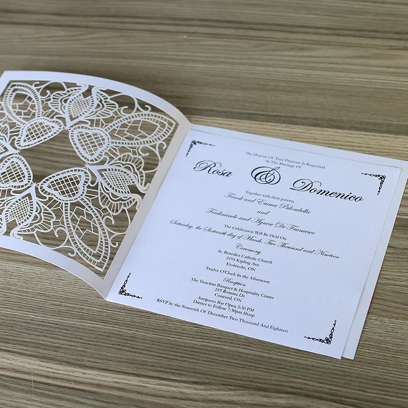 

Customized Wedding Invitations, Laser Cut Invitation Cards With Customized Wording - Set of 50 pcs