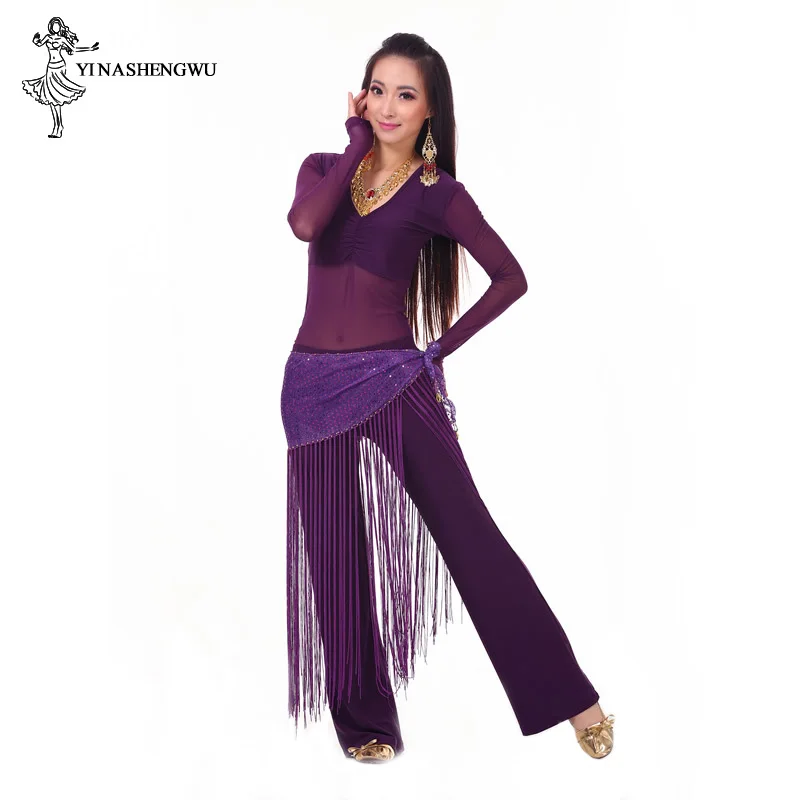 Dança do ventre Traje de desempenho para senhora, calça superior, cachecol quadril, vestido indiano, roupa de dança profissional, prática