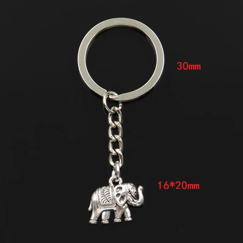 Fashion 30mm Key Ring Metal Key Chain Keychain Jewelry Antique Silver Color Plated Thailand Elephant 16x20mm Pendant