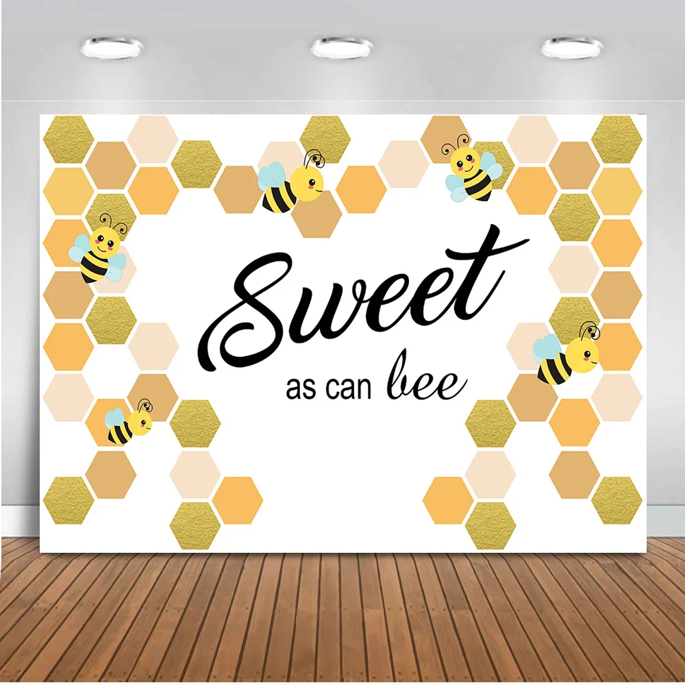 

Sweet as can Bee Photo Background Newborn Baby Shower Backdrop for Photography Party Decoration Banner Computer Printed