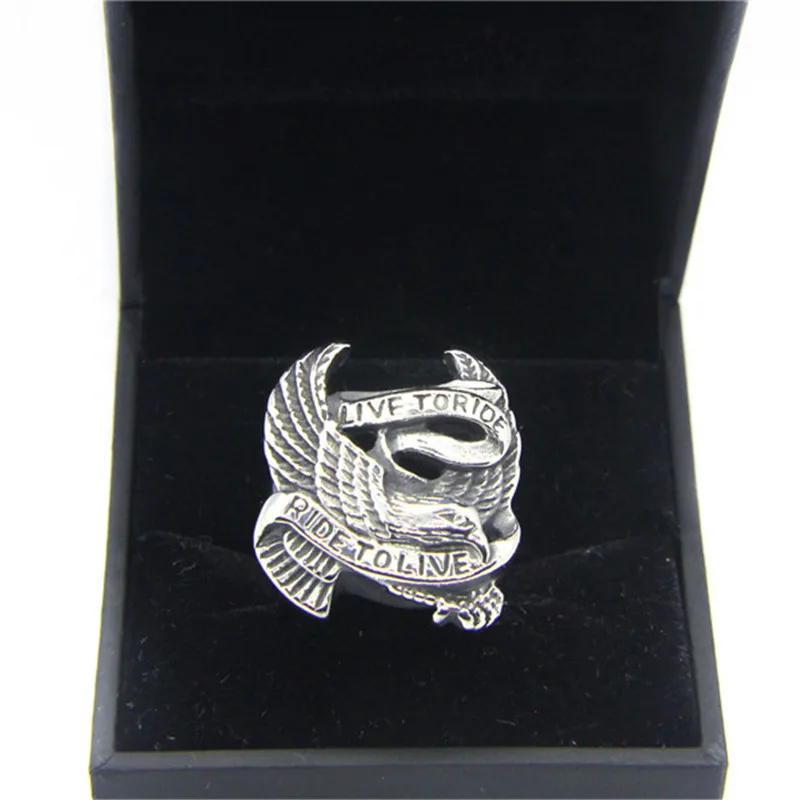 1pc Dropship Live To Ride Eagle Ring 316L Stainless Steel Fashion Hiphot Style Biker Ring