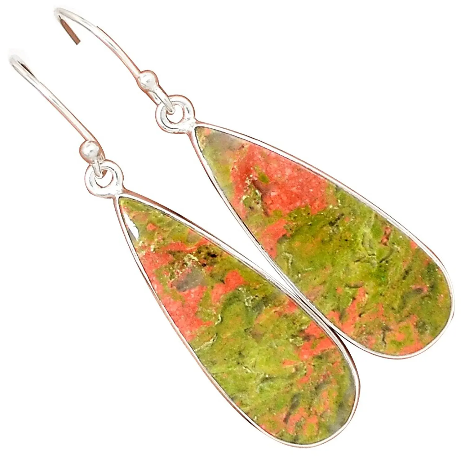 

Lovegem Genuine UNAKITE EARRING 925 Sterling Silver Jewelry,50 mm, AE1537