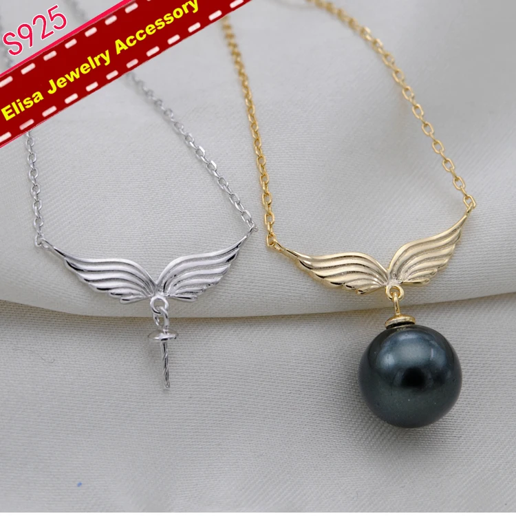 DIY Fittings Angel Wings Pendant Chain Accessory S925 Sterling Silver Wings Necklace Jewelry Components 3Pieces/Lot