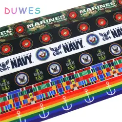 DUWES 7/8 ''US NAVY marynarki etykieta kotwiczna drukowana wstążka rypsowa akcesoria kokarda do włosów dekoracja nakrycia głowy 22mm D789