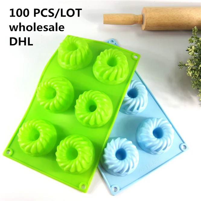 

100PCS/LOT DIY Cake Mold For Baking Silicone 6 Cavity 3d Cake Decorating Bakeware For Chiffon Mousse Pastry Dessert Moulds