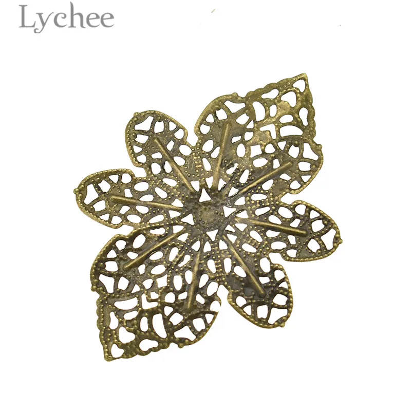 Lychee Life 20pcs Metal Filigree Flowers Slice Hollow Bowknot Scrapbooking Embellishment DIY Album Decoration Supplies