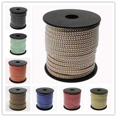 

2 Row Silver Aluminum Studded Korea Faux Suede Cord 5x2mm Jewelry Findings about 20yards/roll