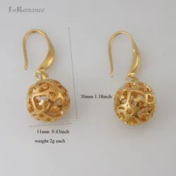 HOLLOW  BALL YELLOW GOLD COLOR HEART SHAPES BALL DANGLER ABOUT 1.18