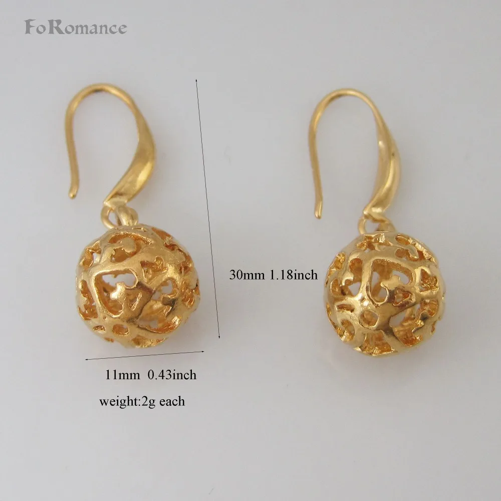 HOLLOW  BALL YELLOW GOLD COLOR HEART SHAPES BALL DANGLER ABOUT 1.18