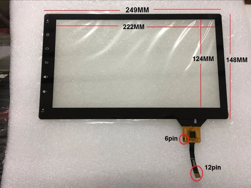 Tela de Toque Capacitiva de 10.1 Polegadas 249*148 mm Pinos e 12 Pinos para Carro Dvd Gps Touch Screen
