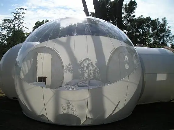 Tienda de burbujas inflable de doble canal, transparente, para acampar al aire libre