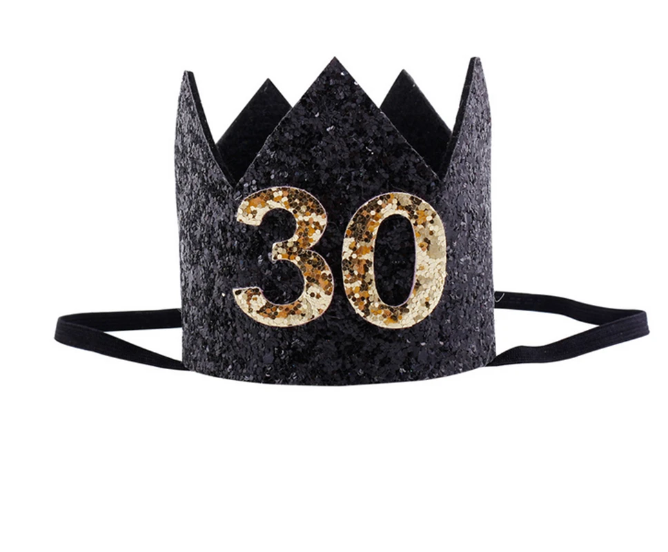 Adults Birthday Crown Black 30th Birthday Party Hat Glitter Dirty 30 Birthday Hat Adult Birthday Hat Cake Smash