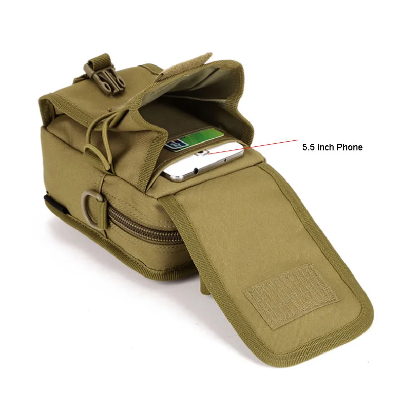 Waterproof Molle Tactical Pouch Bags Organizer EDC Waist Belt Bag Shoulder Strap Nylon Camping Small Fanny Pack Hiking Outdoor