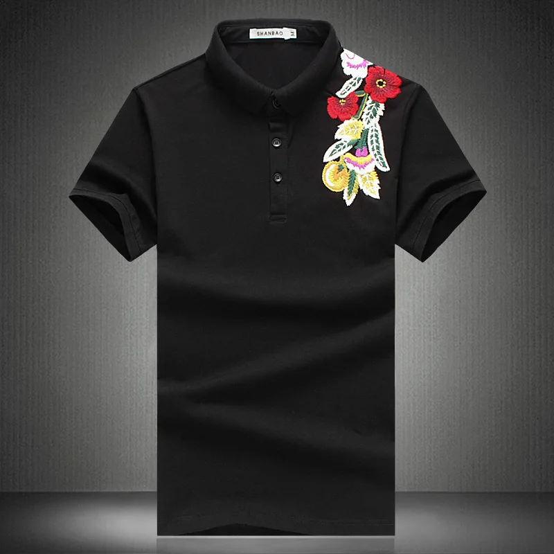 Embroidery Floral Chinese Style Polo Shirts For Men Short Sleeved Summer Quality Cotton Blends Casual Boutique Camisas De Hombre