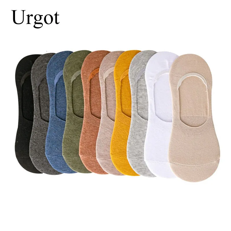 Urgot 5 Pairs Men's Socks Summer 360 Degree Silicone Non-slip Invisible Male Boat Socks Large Plus Big Size 45,46,47 Socks Meias