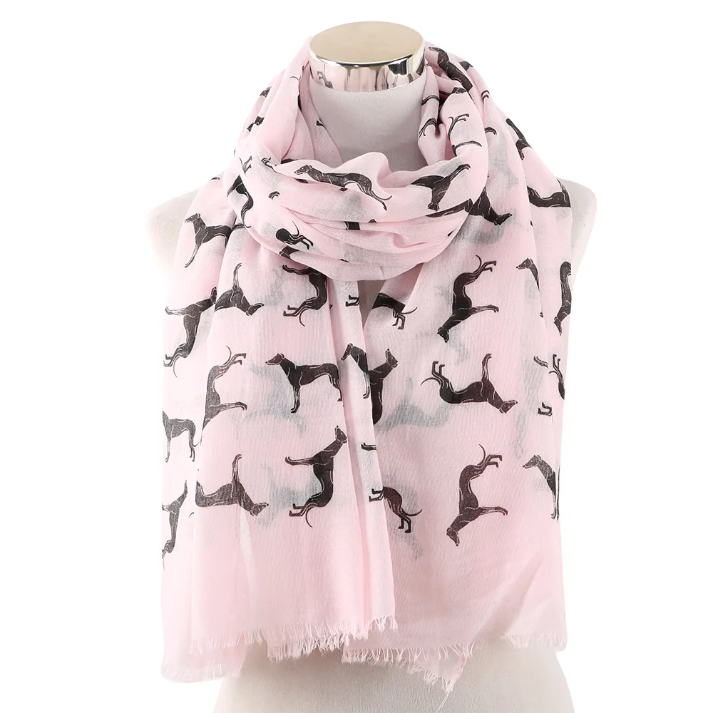 Ladies Animal Printed Scarf New Korean Style High Quality Lovely Dog Shawl 70*180CM Polyester Breathe Tassels Thin Scarf