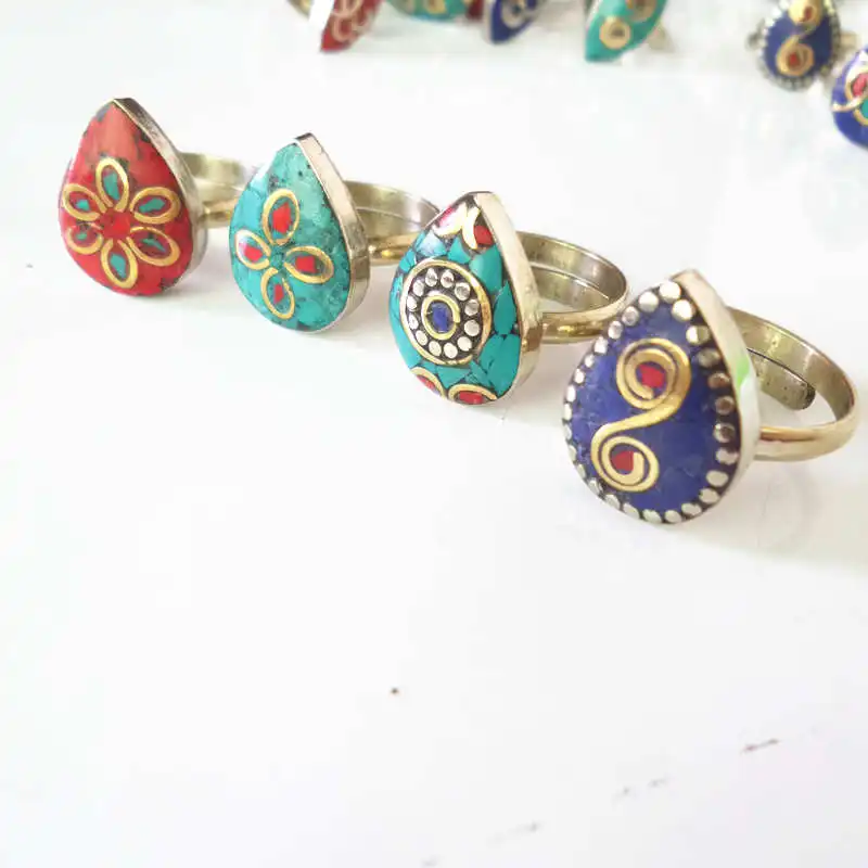 Mix 5PCS  Nepal Vintage Lovely Rings for Girl Cute Heart Figure R227