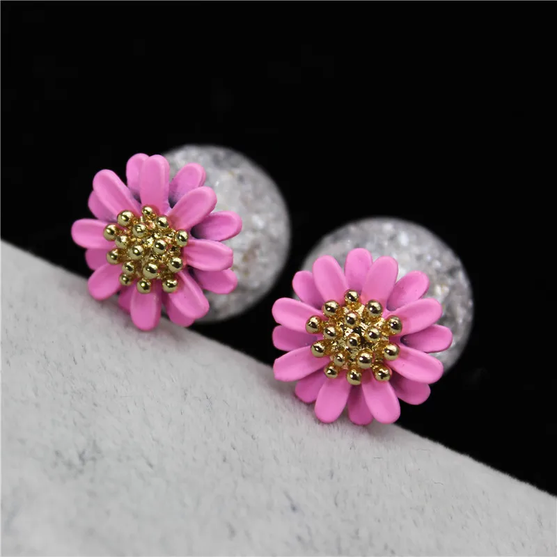 2019 new  fashion brand jewelry simple double pearl earrings for women elegant daisy flower stud earrings