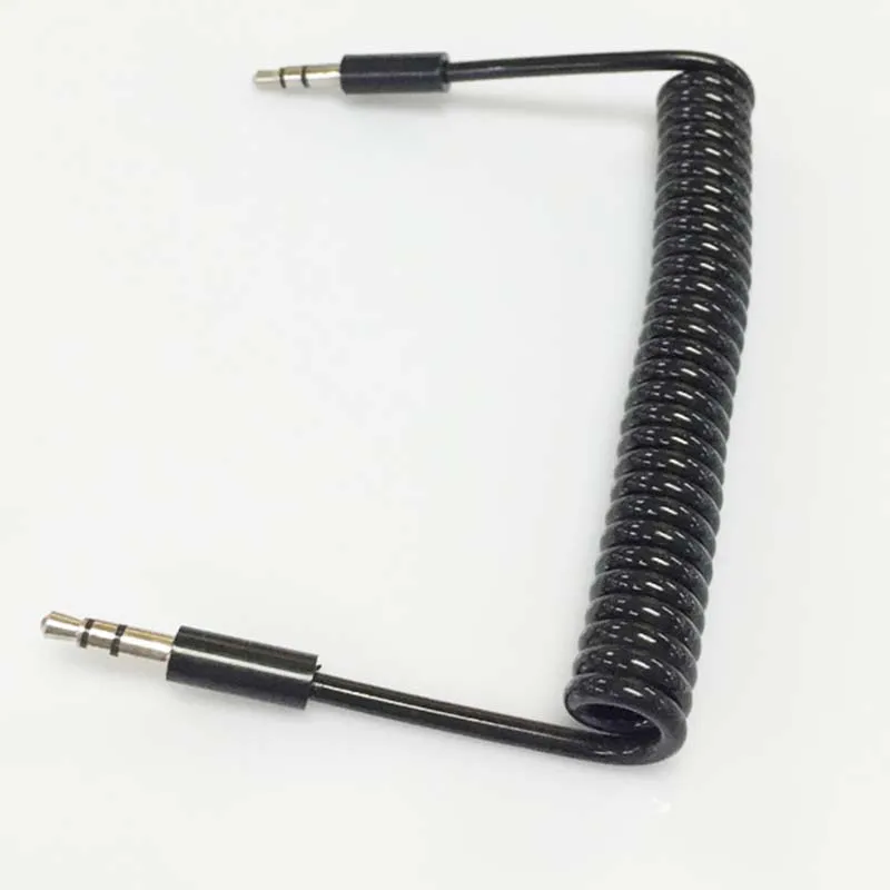 Brand new 3FT Spring Coiled 3.5mm Stereo Jack Spiral Spring Audio Cable cord Wire Lead 1m