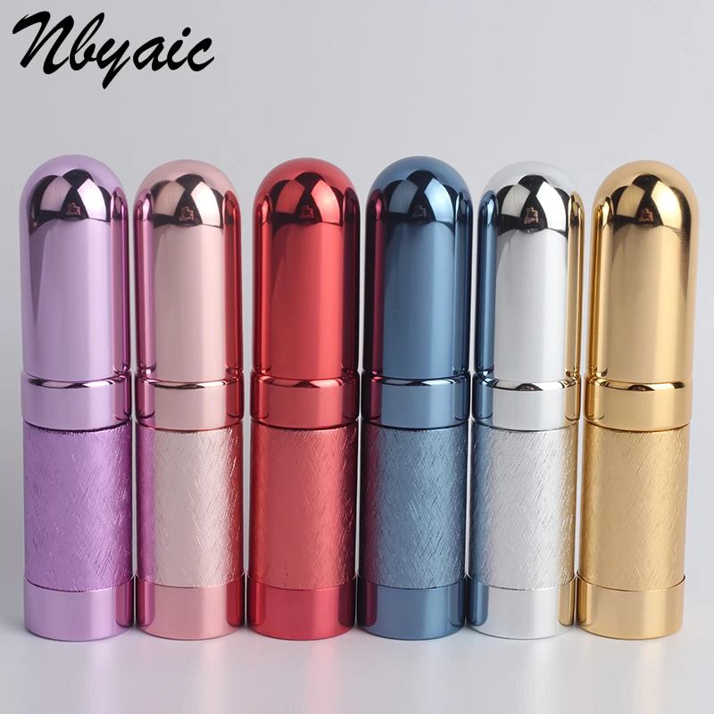 1Pcs Metal Bullet Perfume Sub-Bottle Cosmetic Spray Bottle Light Portable Lipstick Shape Non-slip Pattern Fashion Empty Bottle