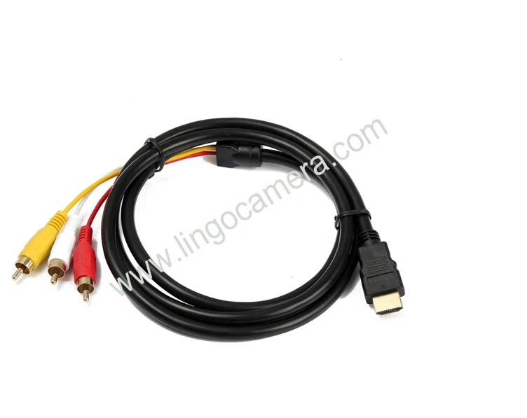 1080P 5 Ft 1.5m HD Multimedia Interface-Male To 3 RCA Cable Video Audio HDTV VGA 3 AV Cord Adapter For HDTV