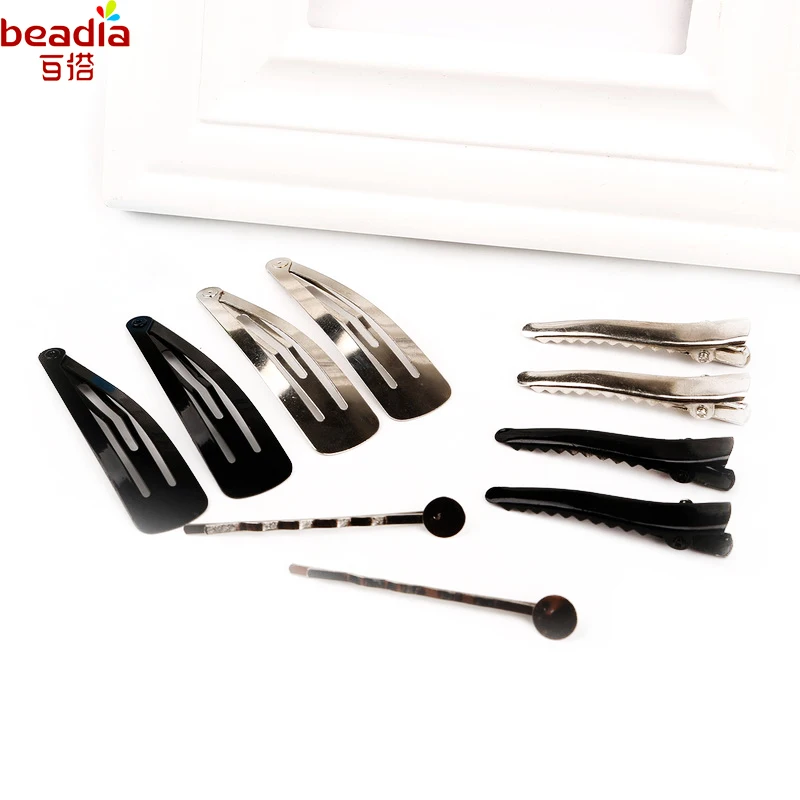 

Super Value Wholesale Multi-Size 20pcs/bag Iron Hair Ornaments Duckbill Folder Drop Folder Black And Silver Color 2018 New