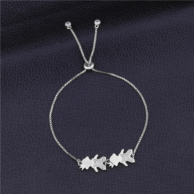 Juya Women Bracelets Supplies MaMa Boy Girl Charm Bracelets For Mom Daughter Birthday Gift Jewelry Adjustable Chains Bracelets