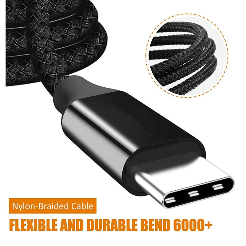 Nylon USB Cable Type C Charger 25cm Short 2/3 Meter Long Data Sync Line For Meizu 16th Oppo R17 Huawei P20 Lite p30 pro Nova 3e