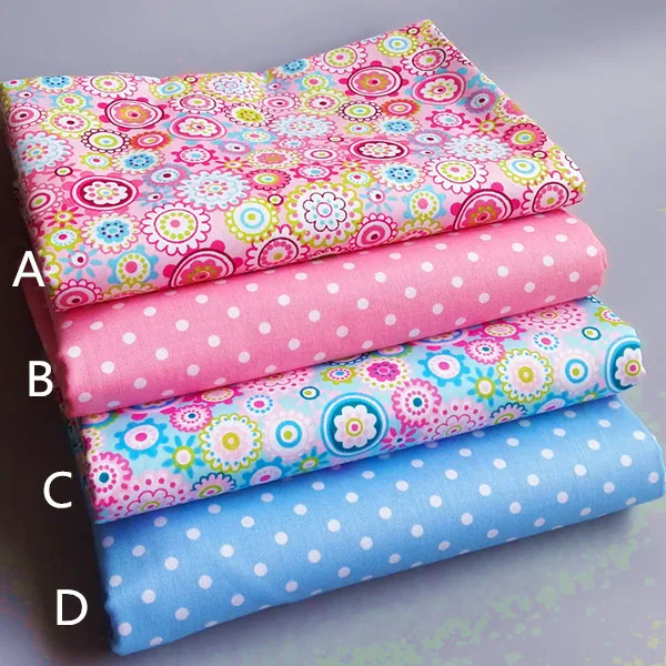 160CMx50CM pink blue floral dot cotton fabric crafts material scrapbooking patchwork fabric dressmaking bedding sewing tissue