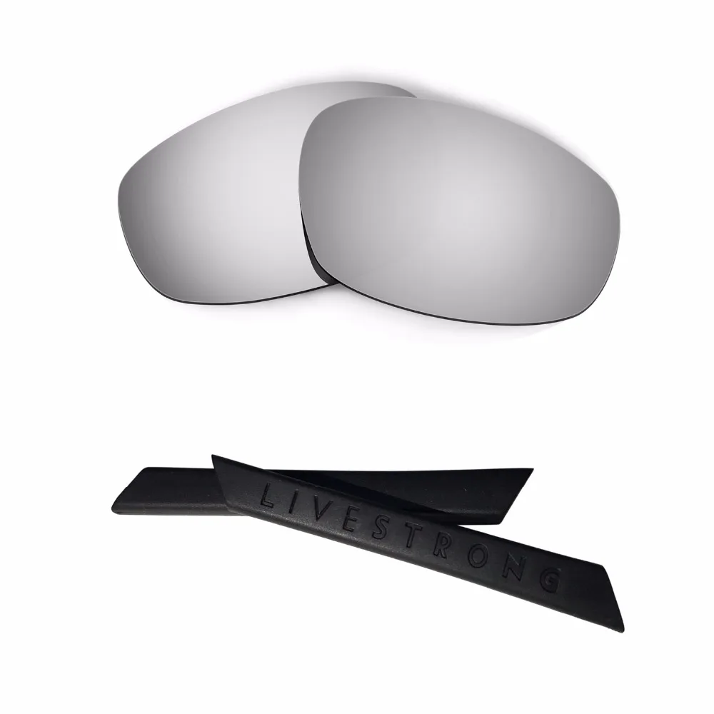 

HKUCO For Split Jacket Silver Polarized Replacement Lenses With Black Earsocks Rubber Kit