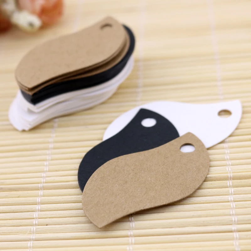 Free Shipping 100pcs Jewelry Hand Tags Leaf Design Thick Kraft Paper Card Jewelry Price Tag 2.9x5cm Custom Logo Extra