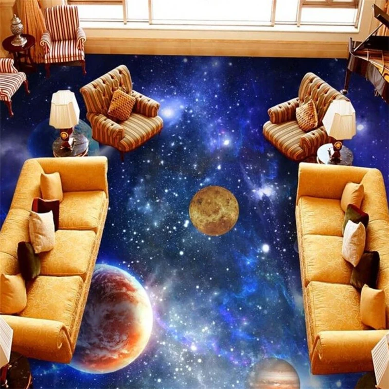 

wellyu Custom 3D floor sticker Cosmic Galaxy Sky Floor Living room custom painting Self-adhesive living room bedroom flooring