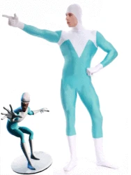 The Increedibles Frozone Superhero Costume White and Light Blue Spandex Frozone Cosplay Costume Freeshipping Hot Sale