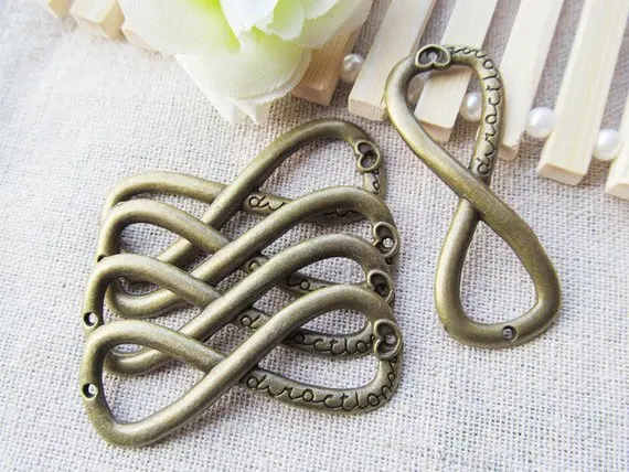 50pcs Sideway Antique Silver/Bronze Filigree Heart Infinity/Karma Direction Connector Charm,Bracelet Charm,Necklace Pendant